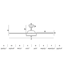 Ventilateur plafond acier blanc avec LED moteur DC 5 vitesses inverseur