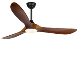 Ventilateur Plafond DC Reversible Silencieux Noir et Bois Avec Lumière, Télécommande 177.80 cm - EXQUIO