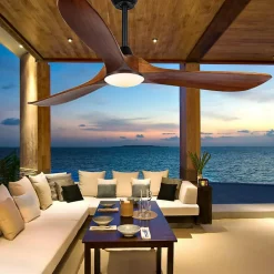 Ventilateur Plafond DC Réversible Noir en Bois avec Lumière, Télécommande - EXQUIO, 108 cm