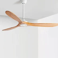Ventilateur Plafond DC Réversible Silencieux Noir/Bois avec Lumière et Télecommande 132 cm - EXQUIO