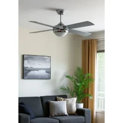 Ventilateur Plafonnier Eclairage 4 pales 60 W 3 vitesses Diam 121 cm Télécommande NIKLAS