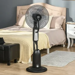 Ventilateur sur pied 120 cm avec brumisateur 2,8L, angle réglable, nébuliseur métal