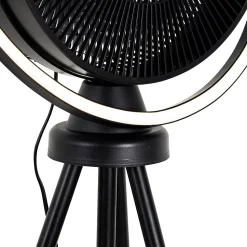 Ventilateur sur pied trépied noir avec LED 3 niveaux de luminosité réglable - Marleen