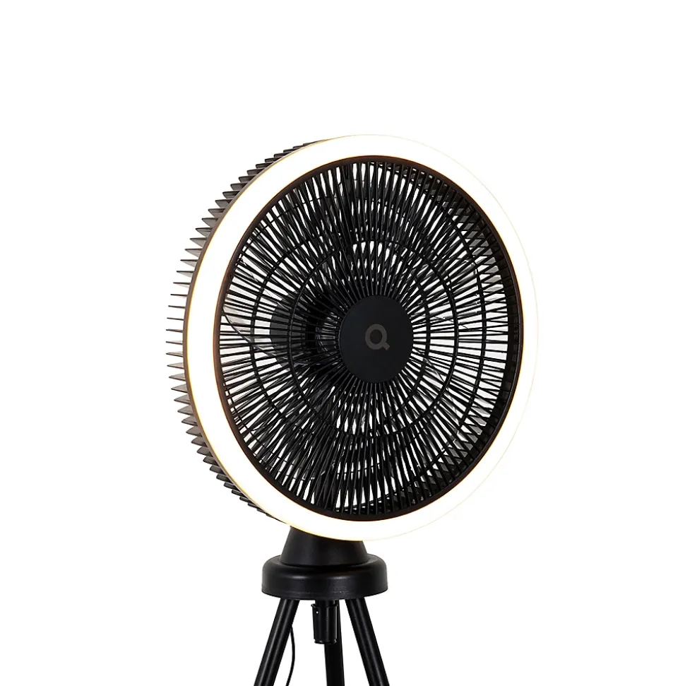 Ventilateur sur pied trépied noir avec LED à intensité variable 3 niveaux - Meric