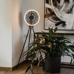 Ventilateur sur pied trépied noir avec LED à intensité variable 3 niveaux - Meric