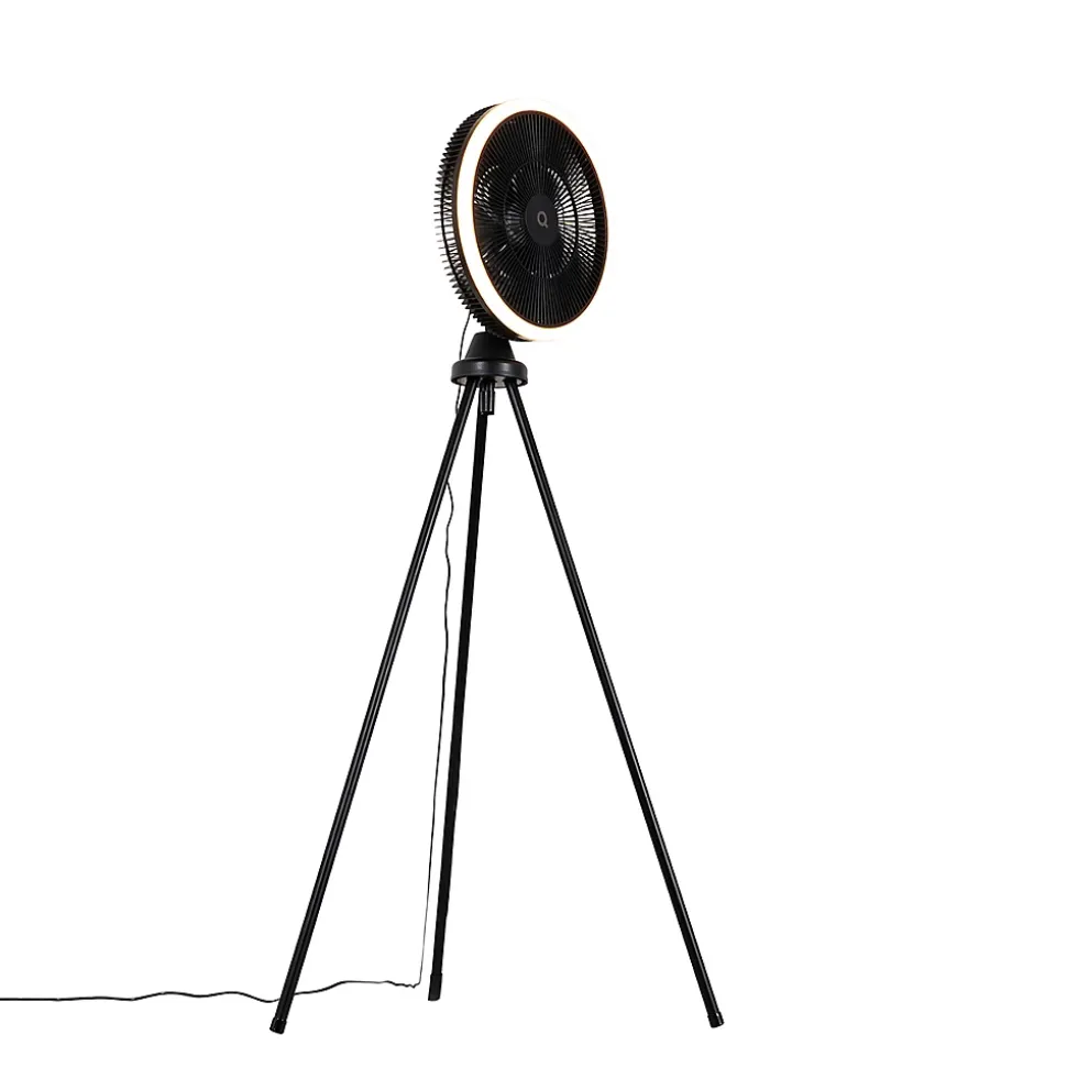Ventilateur sur pied trépied noir avec LED à intensité variable 3 niveaux - Meric