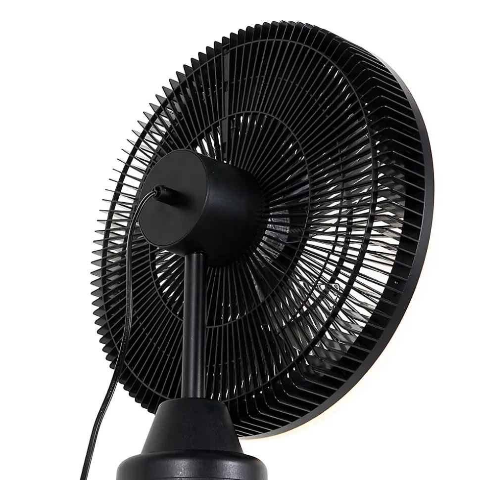 Ventilateur sur pied trépied noir avec LED à intensité variable 3 niveaux - Meric