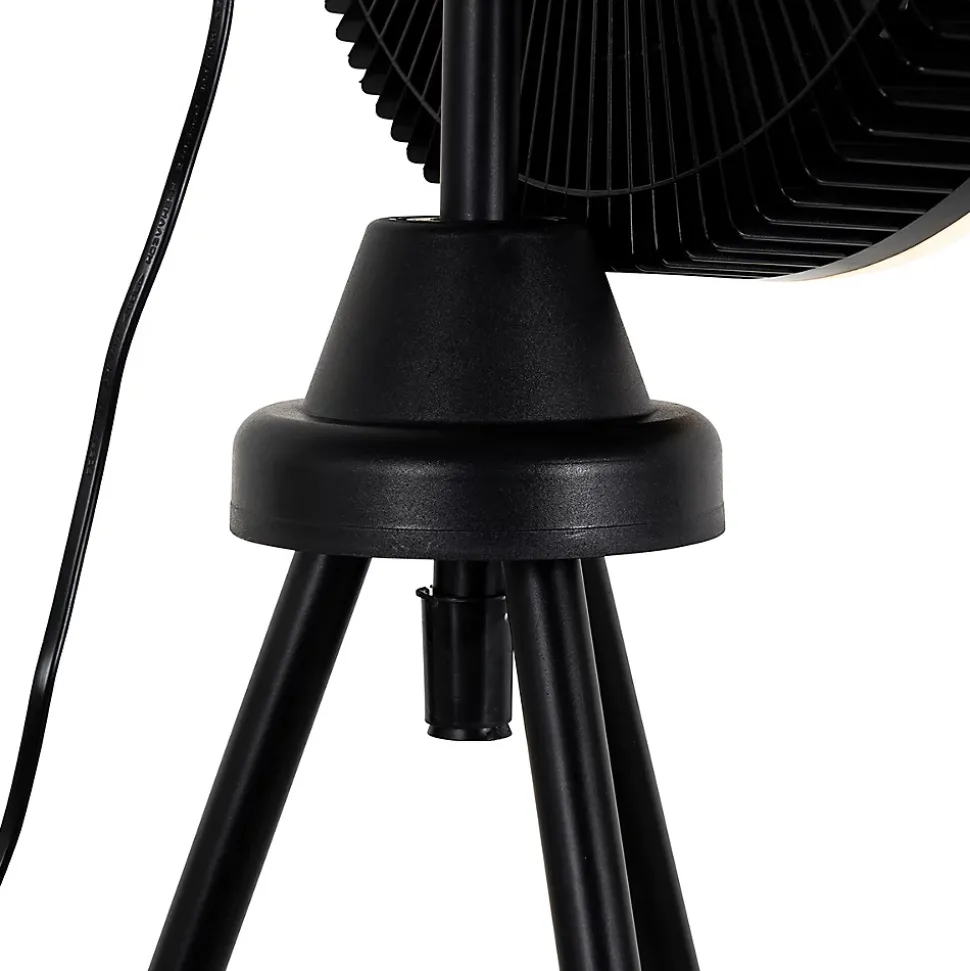 Ventilateur sur pied trépied noir avec LED à intensité variable 3 niveaux - Meric