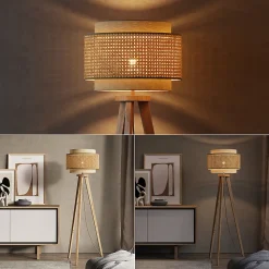 Vicco Lampadaire rotin/crème 45x142cm