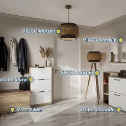 Vicco Lampadaire rotin/crème 45x142cm