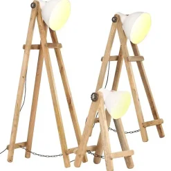 vidaXL Lampadaire 3 pcs Lampe sur Pied Eclairage Luminaire Salon Chambre à Coucher Couloir Maison Intérieur Blanc E27 Bois 320594