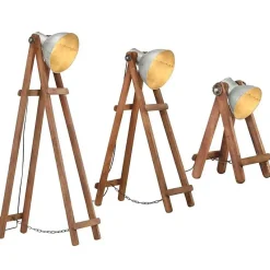 vidaXL Lampadaire 3 pcs Lampe sur Pied Eclairage Luminaire Salon Chambre à Coucher Couloir Maison Intérieur Argenté E27 Bois 32059