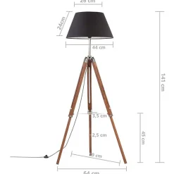 vidaXL Lampadaire à Trépied Marron Lampe sur Pied Lampe à Piédestal Salon Salle de Séjour Maison Intérieur Miel et Noir 141 288079