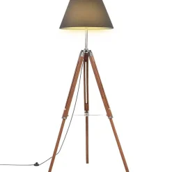 vidaXL Lampadaire à Trépied Marron Lampe sur Pied Lampe à Piédestal Salon Salle de Séjour Maison Intérieur Miel et Noir 141 288079