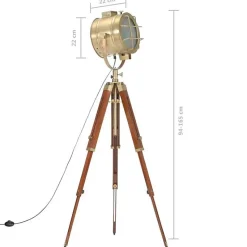 vidaXL Lampadaire à Trépied Lampe sur Pied Lampe à Piédestal Hauteur Réglable Salon Maison Intérieur 165 cm Bois de Manguier 28611