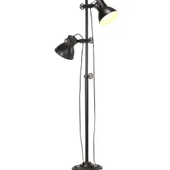 vidaXL Lampadaire avec 2 Abat-jour Lampe sur Pied Eclairage Luminaire Salon Chambre à Coucher Couloir Maison Intérieur Noir 320585