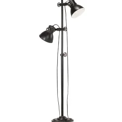 vidaXL Lampadaire avec 2 Abat-jour Lampe sur Pied Eclairage Luminaire Salon Chambre à Coucher Couloir Maison Intérieur Noir 320585