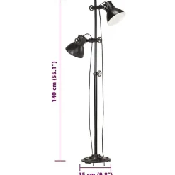 vidaXL Lampadaire avec 2 Abat-jour Lampe sur Pied Eclairage Luminaire Salon Chambre à Coucher Couloir Maison Intérieur Noir 320585