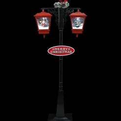 vidaXL Lampadaire de Noël avec Père Noël Noir et rouge 81x40x188cm PVC