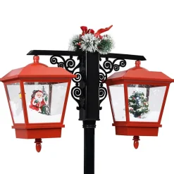vidaXL Lampadaire de Noël avec Père Noël Noir et rouge 81x40x188cm PVC