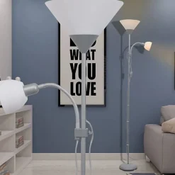 vidaXL Lampadaire Gris Lampe sur Pied Lampe de Sol Lampe Lumière de Salon 242732