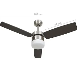 vidaXL Ventilateur de plafond lampe et télécommande 108cm Marron foncé 51491
