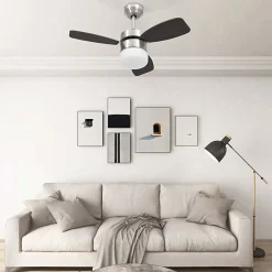 vidaXL Ventilateur de plafond lampe et télécommande 76 cm Marron foncé 51493