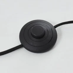 WILEY Lampadaire droit 1L bois clair/noir E27 D.30cm 60W - métal/rotin - ampoule non incluse