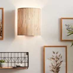 WIMEA Applique murale nature, métal/jonc de mer - E27 52W - ampoule non incluse