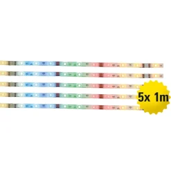 5x 1m LED Stripe RGB, avec changement de couleur, dimmable, télécommande infrarouge incluse