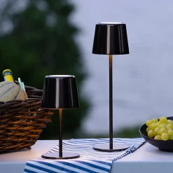 XAANA Lampe à poser extérieure LED 4W 300lm - noir chrome - métal - CCT - dimmable - rechargeable câble USB