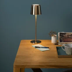 XAANA Lampe à poser extérieure LED 4W 300lm - laiton brossé - métal - CCT - dimmable - rechargeable câble USB