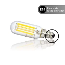 Xanlite - Ampoule à filament LED T26, culot E14, conso. 6,5W, Blanc chaud, Spéciale hotte et frigo - RFV806T26