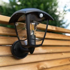 Xanlite - Applique murale solaire rétro LED IP44, 400 lumens, détecteur de mouvement, avec ampoule, Noir - SO2011AR