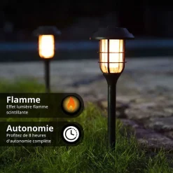Xanlite - Balise Solaire 42cm IP44 - Effet flamme - SOBAFLAM