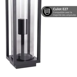 Xanlite - Borne filaire noire fumée contemporain IP44, culot E27, 40W max - LAME40WNMODF