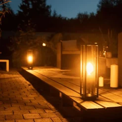 Xanlite - Borne filaire noire fumée contemporain IP44, culot E27, 40W max - LAME40WNMODF