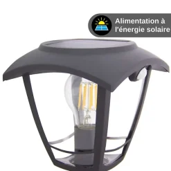 Xanlite - Borne solaire rétro LED IP44, 400 lumens, détecteur de mouvement, avec ampoule, Noir - SO2011R