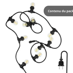 Xanlite - Guirlande Guinguette LED Noire, x10 Ampoules Vintage E27 Incluses, 5m Extensible, Conso 43W - GRL5230VBP45F