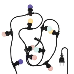 Xanlite - Guirlande Guinguette LED Noire, x10 Ampoules RVB E27 Incluses, 5m Extensible, Conso 12W - GRL5230VBP45RVBJR