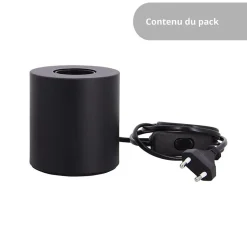 Xanlite - Lampe à poser cylindrique en métal noir , compatible culot E27, IP20, 60W puissance max - XDLAPCYCLOMN