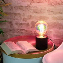 Xanlite - Lampe à poser cylindrique en métal noir , compatible culot E27, IP20, 60W puissance max - XDLAPCYCLOMN