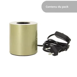 Xanlite - Lampe à poser cylindrique en métal couleur laiton, compatible culot E27, IP20, 60W puissance max - XDLAPCYCLOML