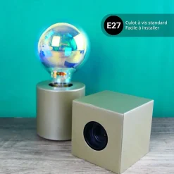 Xanlite - Lampe à poser cylindrique en métal couleur laiton, compatible culot E27, IP20, 60W puissance max - XDLAPCYCLOML