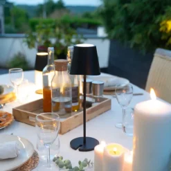 Xanlite - Lampe à poser LED IP44, 250 lumens, rechargeable USB-C, 38cm, CCT & Dimmable, Noir - LPM38ND