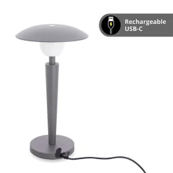 Xanlite - Lampe de table LED IP44, 400 lumens, rechargeable USB, 25cm, CCT & Dimmable, Gris - LP25GRD