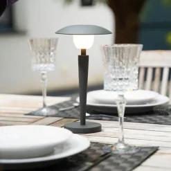 Xanlite - Lampe de table LED IP44, 400 lumens, rechargeable USB, 25cm, CCT & Dimmable, Gris - LP25GRD