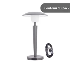 Xanlite - Lampe de table LED IP44, 400 lumens, rechargeable USB, 25cm, CCT & Dimmable, Gris - LP25GRD