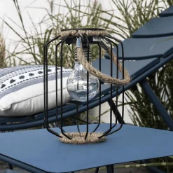 Xanlite - Lanterne Solaire IP44 Blanc chaud Métal et corde 6h d'autonomie - SORETRO4