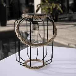 Xanlite - Lanterne Solaire IP44 Blanc chaud Métal et corde 6h d'autonomie - SORETRO4